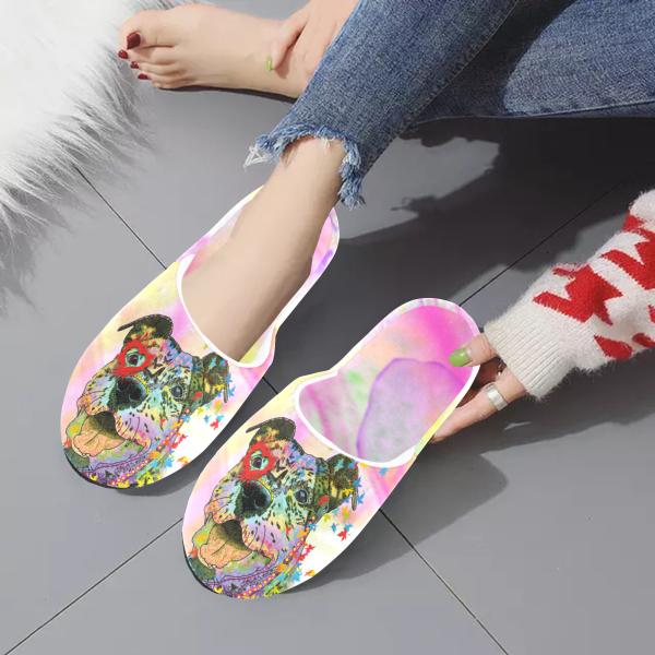 Hauspuschen Hundemotiv Hexe - Hausschuhe, Pantoffeln, Unisex, Grösse 35-43, bunt, Mischling, Mix, Staffordshire, Staff, Amstaff, Pitbull, Pit, SOKA, Listenhund